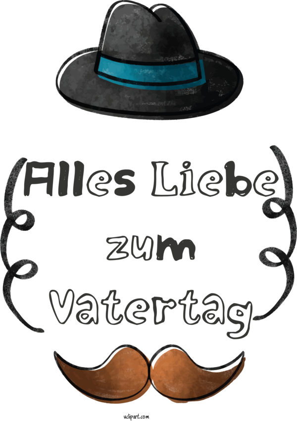 Free Holidays Hat Fashion Font For Alles Liebe Zum Vatertag Clipart Transparent Background