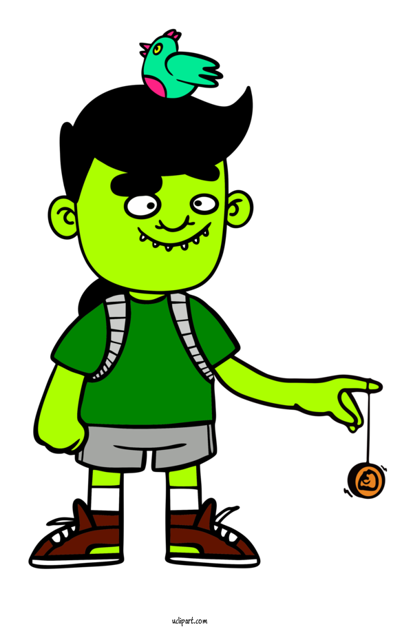 Free Activities Cartoon Character Green For Standing Clipart Transparent Background