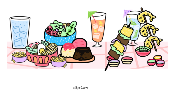 Free Food Design Cartoon Line For Dinner Clipart Transparent Background