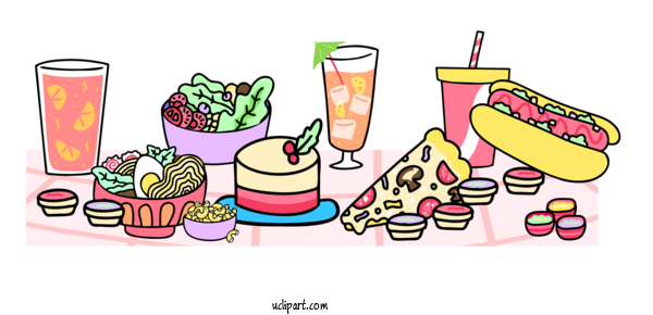 Free Food Fast Food Cartoon Line For Dinner Clipart Transparent Background
