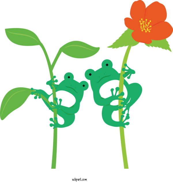 Free Animals Plant Stem Flower Leaf For Frog Clipart Transparent Background