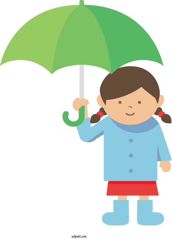 Free Weather Cartoon Green Umbrella For Rain Clipart Transparent Background