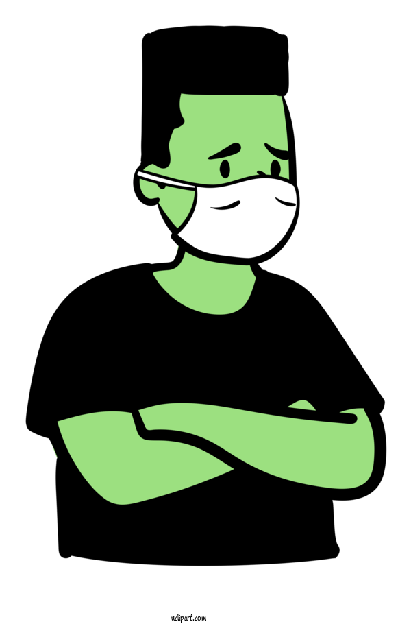 Free Medical Cartoon Character Green For Surgical Mask Clipart Transparent Background