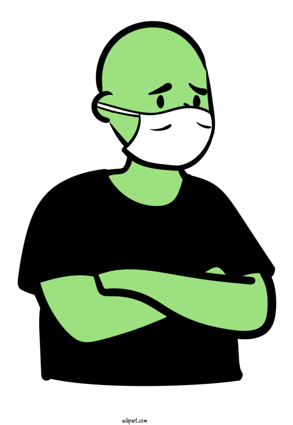 Free Medical Cartoon Character Green For Surgical Mask Clipart Transparent Background