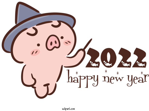 Free Holidays Logo Cartoon Character For New Year Clipart Transparent Background