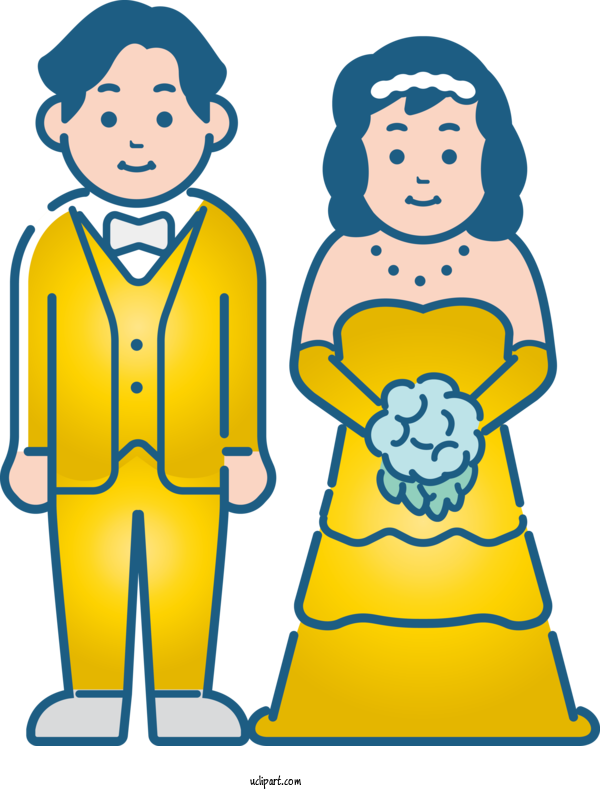 Free Occasions Cartoon Clothing Yellow For Wedding Clipart Transparent Background