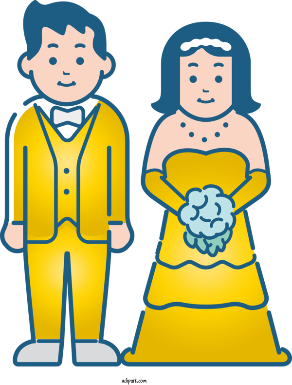 Free Occasions Cartoon Yellow Line For Wedding Clipart Transparent Background