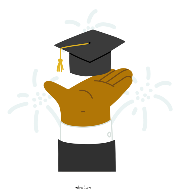 Free School Square Academic Cap Hat Yellow For Graduation Clipart Transparent Background