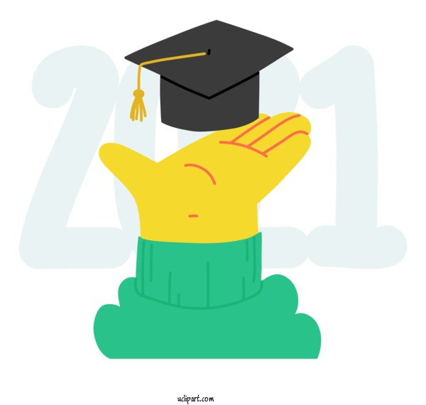 Free School Cartoon Hat Yellow For Graduation Clipart Transparent Background