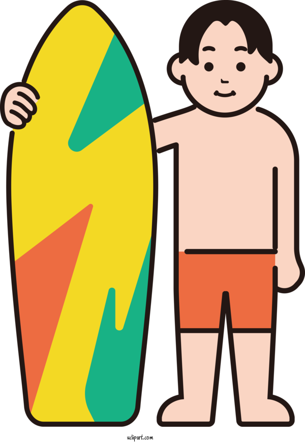 Free Activities Cartoon Yellow Line For Surfing Clipart Transparent Background