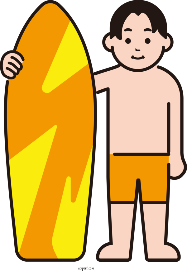 Free Activities Cartoon Yellow Line For Surfing Clipart Transparent Background