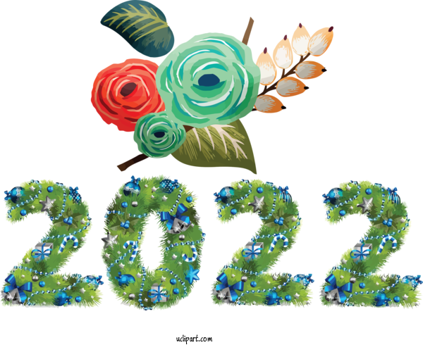 Free Holidays Cut Flowers Floral Design Meter For New Year 2022 Clipart Transparent Background
