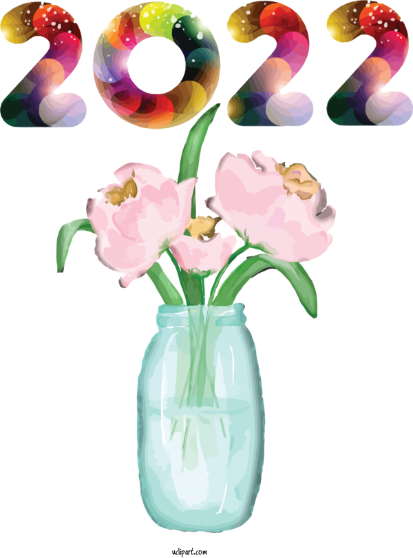 Free Holidays Cut Flowers Vase Petal For New Year 2022 Clipart Transparent Background