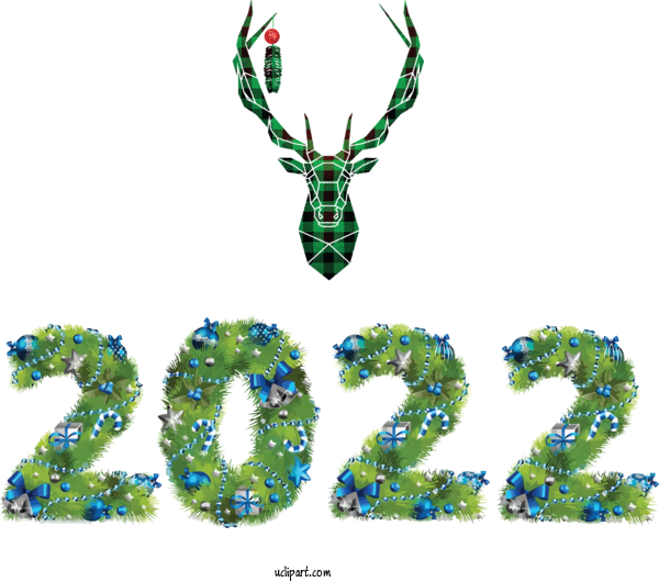 Free Holidays Deer Leaf Antler For New Year 2022 Clipart Transparent Background