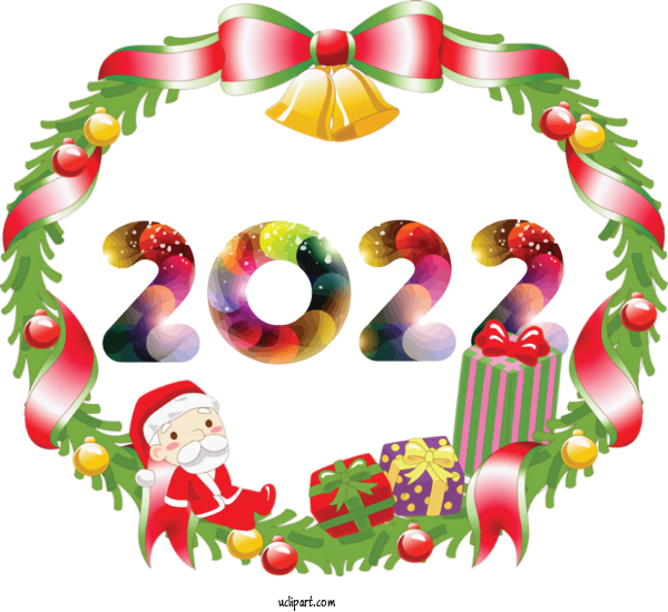 Free Holidays Christmas Day Festive Wreath Santa Claus For New Year 2022 Clipart Transparent Background