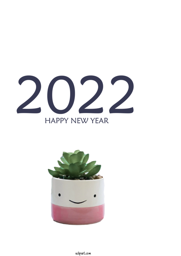 Free Holidays Plant Flowerpot Font For New Year 2022 Clipart Transparent Background