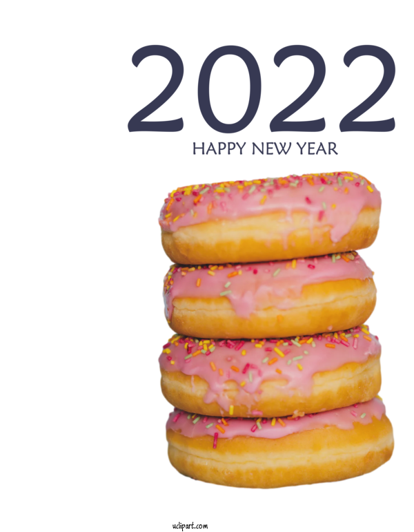 Free Holidays Doughnut Macaroon Chocolate For New Year 2022 Clipart Transparent Background