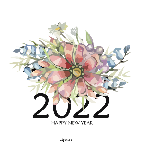 Free Holidays Floral Design Cut Flowers Flower For New Year 2022 Clipart Transparent Background