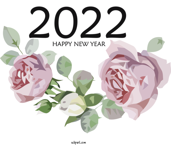 Free Holidays Floral Design Garden Roses Cabbage Rose For New Year 2022 Clipart Transparent Background