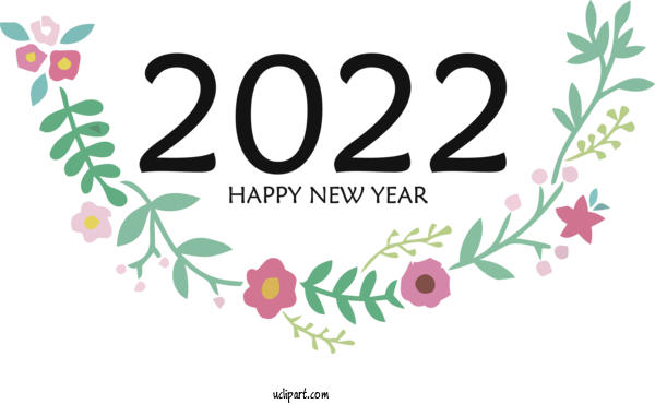 Free Holidays Floral Design Design Logo For New Year 2022 Clipart Transparent Background