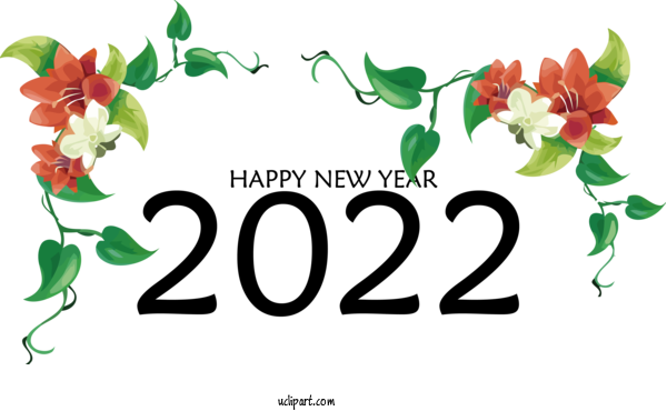 Free Holidays Floral Design Leaf Logo For New Year 2022 Clipart Transparent Background