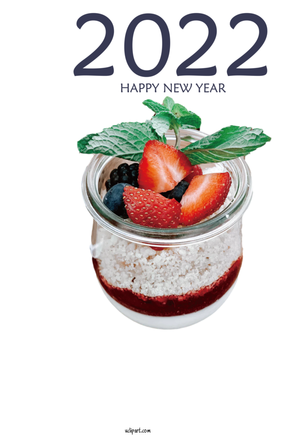 Free Holidays Panna Cotta Trifle Strawberry For New Year 2022 Clipart Transparent Background