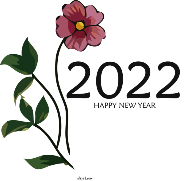 Free Holidays Floral Design Plant Stem Logo For New Year 2022 Clipart Transparent Background