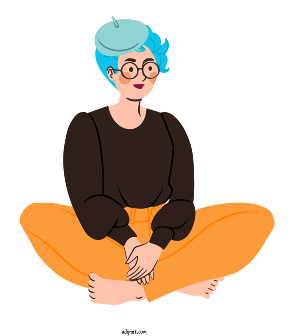 Free Life Cartoon Eyewear Sitting For Relax Clipart Transparent Background