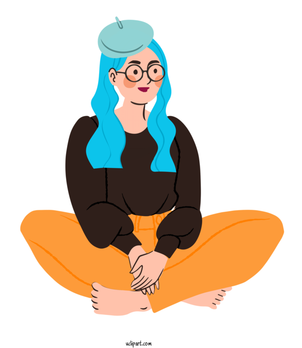 Free Life Cartoon Character Sitting For Relax Clipart Transparent Background