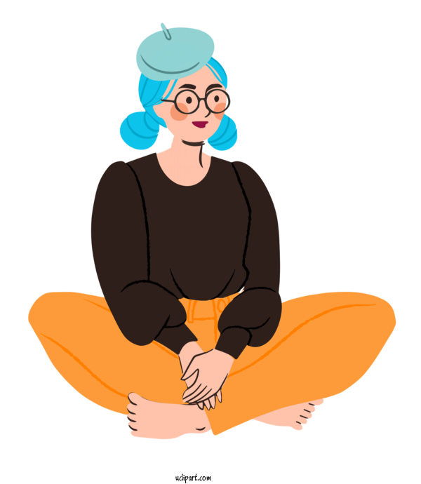 Free Life Cartoon Joint Sitting For Relax Clipart Transparent Background