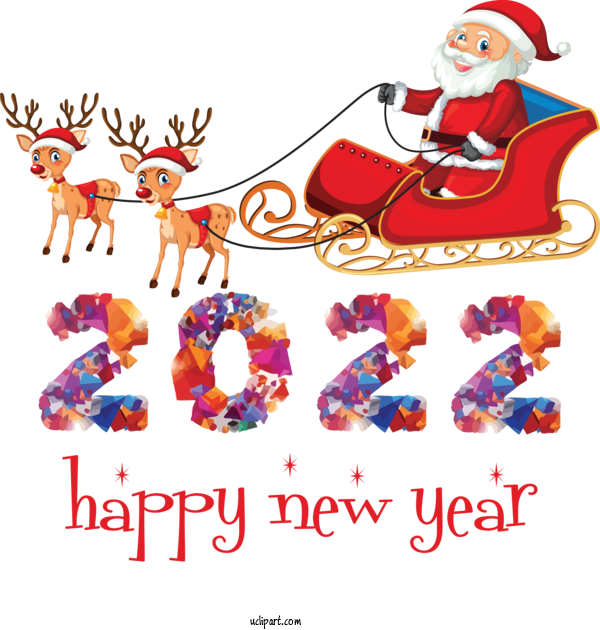 Free Holidays Reindeer Christmas Day Cartoon For New Year 2022 Clipart Transparent Background
