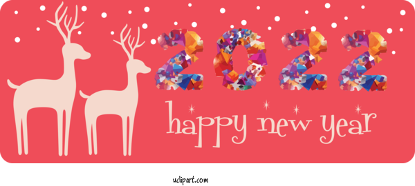 Free Holidays Reindeer Greeting Card Character For New Year 2022 Clipart Transparent Background