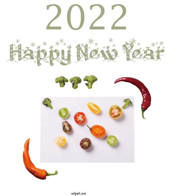 Free Holidays Vegetable Produce Font For New Year 2022 Clipart Transparent Background