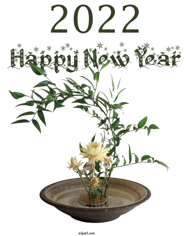 Free Holidays Ikebana Floral Design Flower For New Year 2022 Clipart Transparent Background
