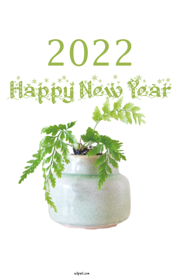 Free Holidays Flowerpot Fern Ornamental Plant For New Year 2022 Clipart Transparent Background