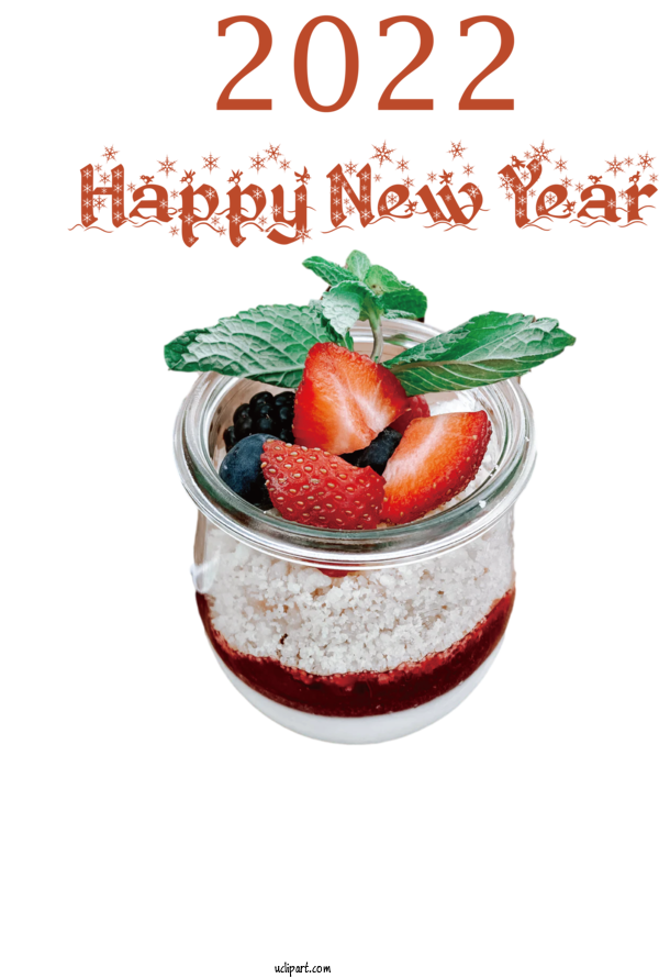 Free Holidays Panna Cotta Strawberry Frozen Dessert For New Year 2022 Clipart Transparent Background