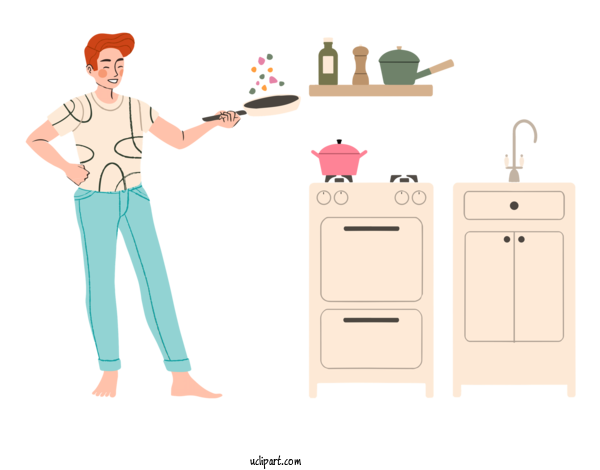 Free Occupations Design Cartoon Line For Cook Clipart Transparent Background