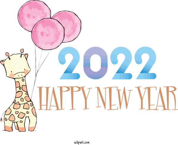 Free Holidays Logo Cartoon Design For New Year 2022 Clipart Transparent Background