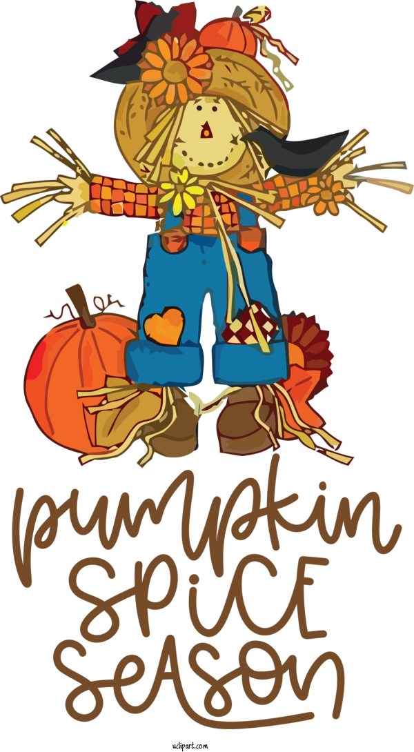 Free Nature Scarecrow Pumpkin Drawing For Autumn Clipart Transparent Background