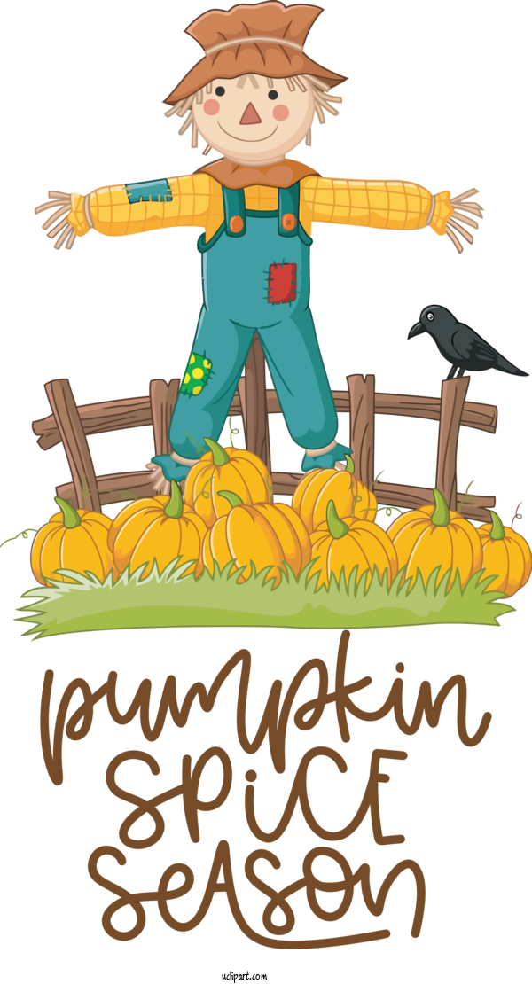 Free Nature Cartoon Drawing Scarecrow For Autumn Clipart Transparent Background