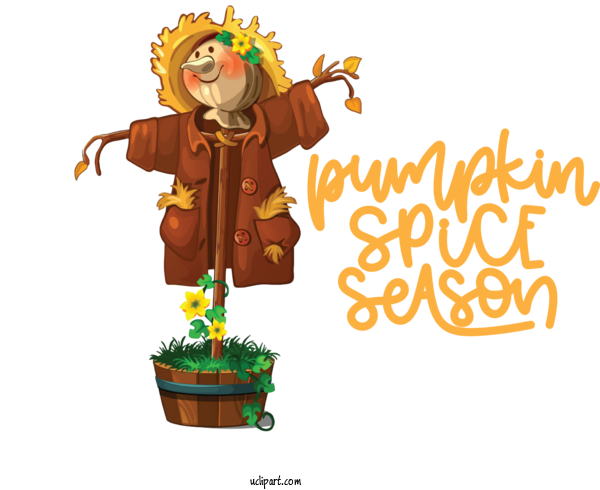 Free Nature Scarecrow Drawing Cartoon For Autumn Clipart Transparent Background