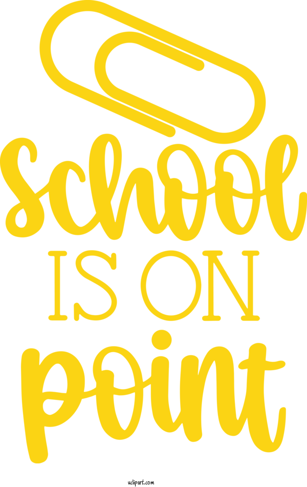 Free School Logo Calligraphy Yellow For Back To School Clipart Transparent Background