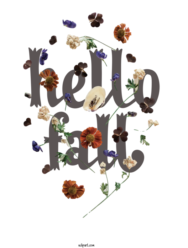 Free Nature Floral Design Font Design For Autumn Clipart Transparent Background