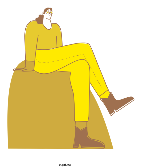 Free Activities Cartoon Yellow Design For Sitting Clipart Transparent Background