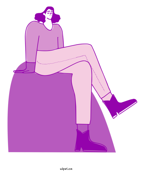 Free Activities Human Body Violet Cartoon For Sitting Clipart Transparent Background