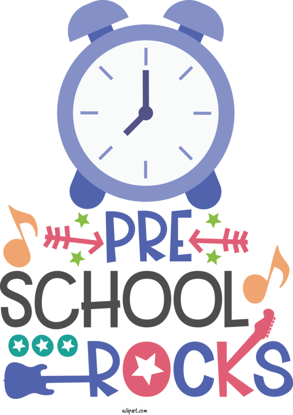 Free School Design Clock Line For Kindergarten Clipart Transparent Background