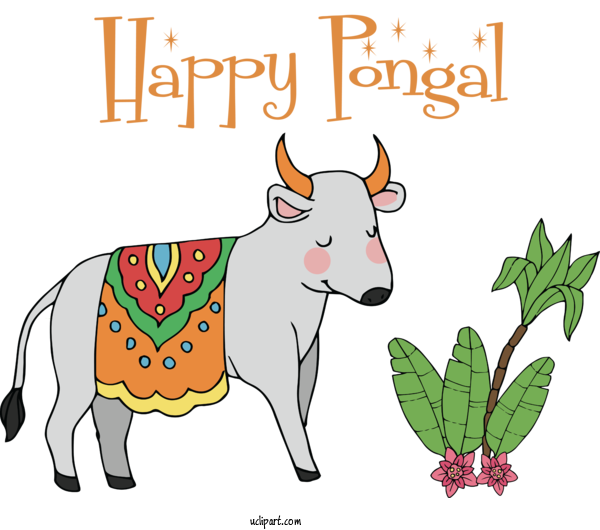 Free Holidays Goat Ox Holstein Friesian Cattle For Pongal Clipart Transparent Background