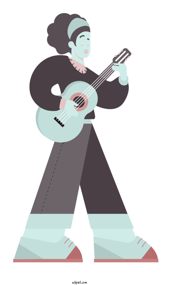 Free Life String Instrument Guitar Character For Music Clipart Transparent Background