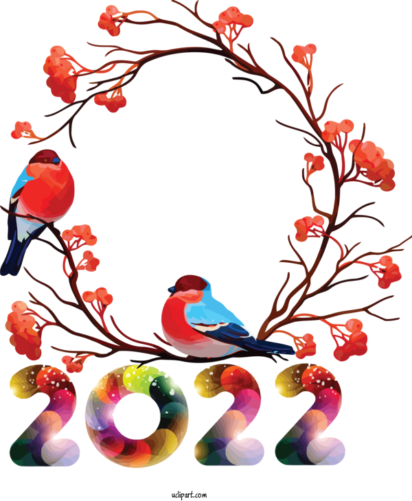Free Holidays Birds European Robin Lovebirds For New Year 2022 Clipart Transparent Background