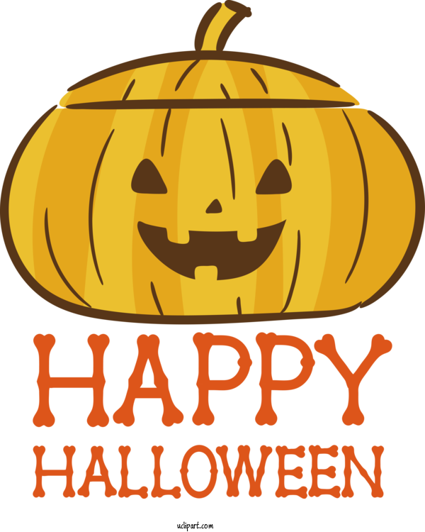 Free Holidays Jack O' Lantern Yellow Line For Halloween Clipart Transparent Background